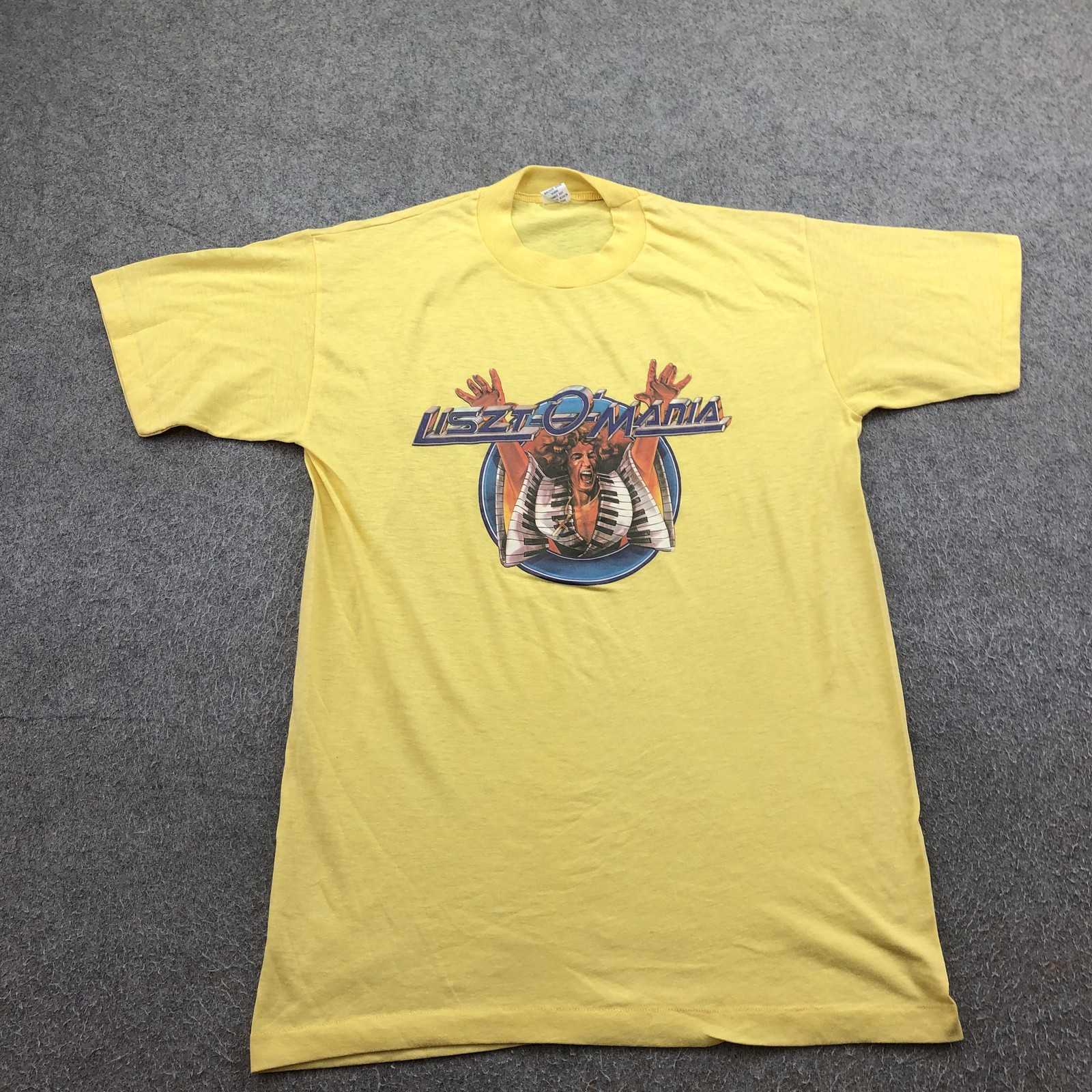 Vintage Lisztomania Shirt Mens Large Yellow Movie Graphic Tee 70s Music Film