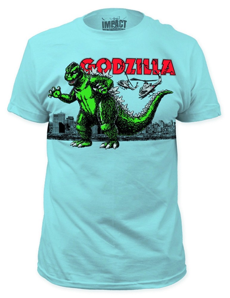 Godzilla Helicopter Air Strike Attack Blue T shirt Size XL New Sealed Rare