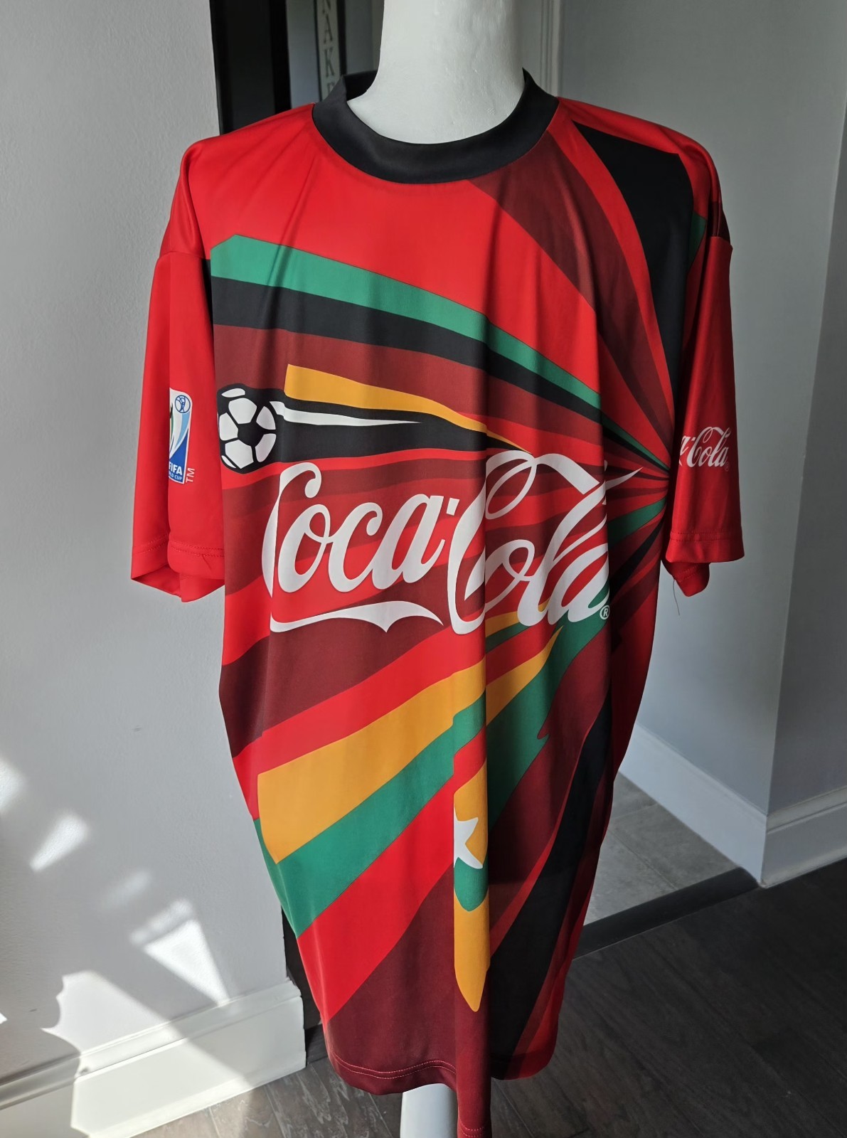 EUC FIFA 2010 Colorful Starburst Africa Coca Cola Soccer Shirt XL gallery