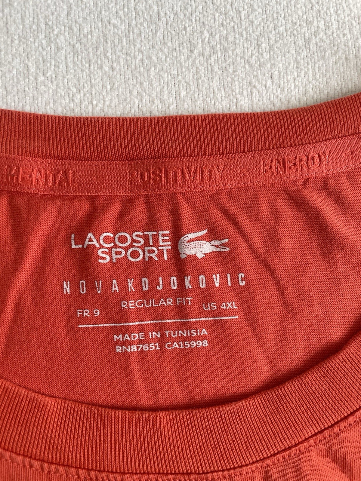 Lacoste x Novak Djokovic Shirt Mens 4XL Croc Graphic Orange Tennis Tee Outdoor gallery