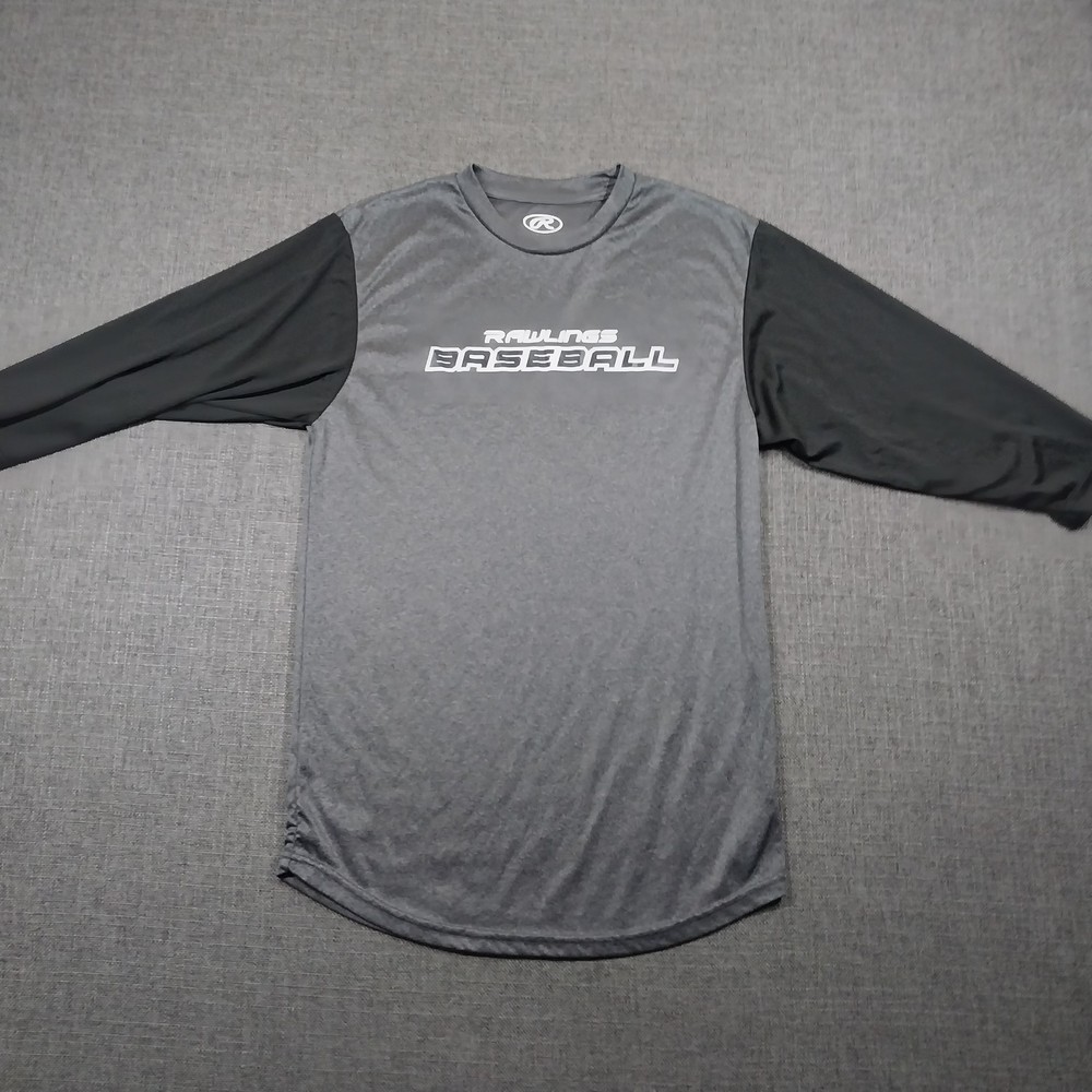 Rawlings Baseball Raglan Performance T Shirt Small Gray