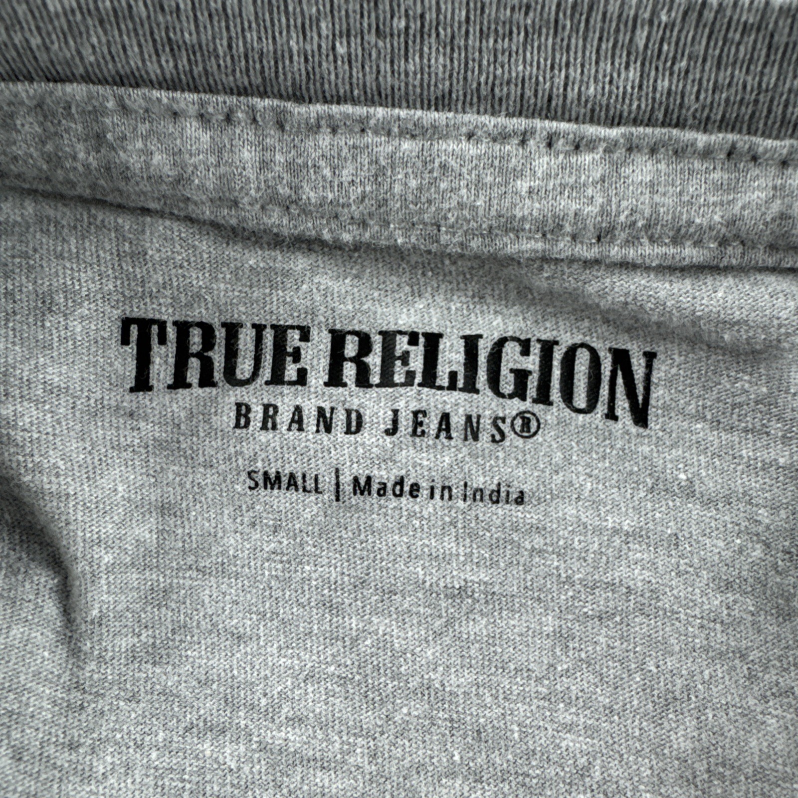 True Religion Shirt Mens S Gray Long Sleeve Crewneck Y2K Logo Casual Preppy Top gallery