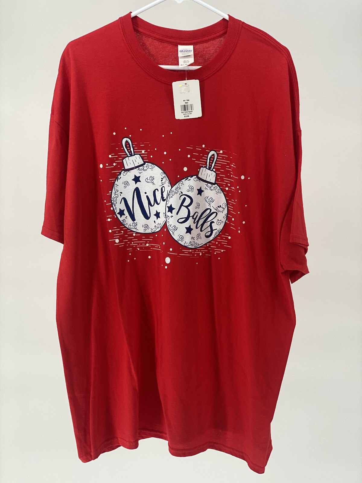 Holiday Ornaments Nice Balls Classic Unisex Crewneck T-shirt Red Size 2XL