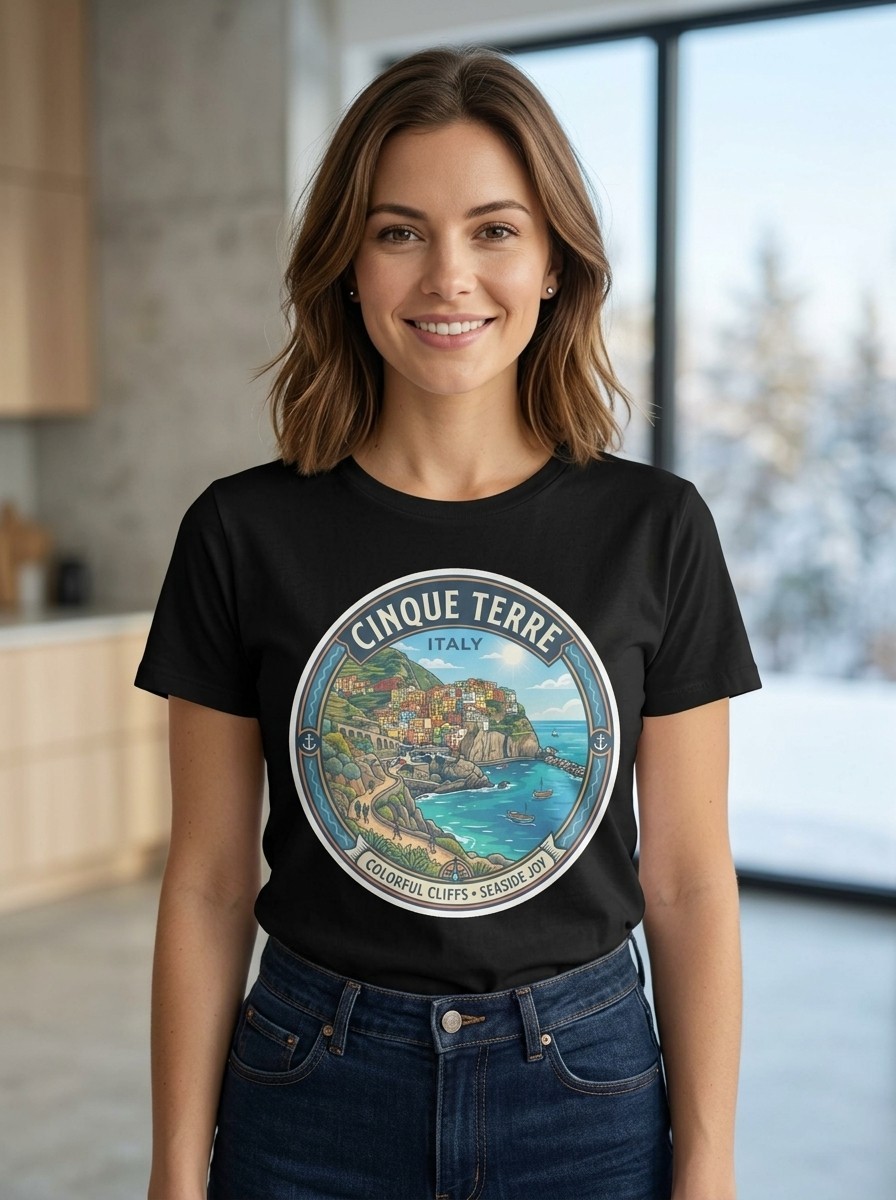 Cinque Terre Italy Coastal Village Graphic T-Shirt Unisex Travel Tee gallery