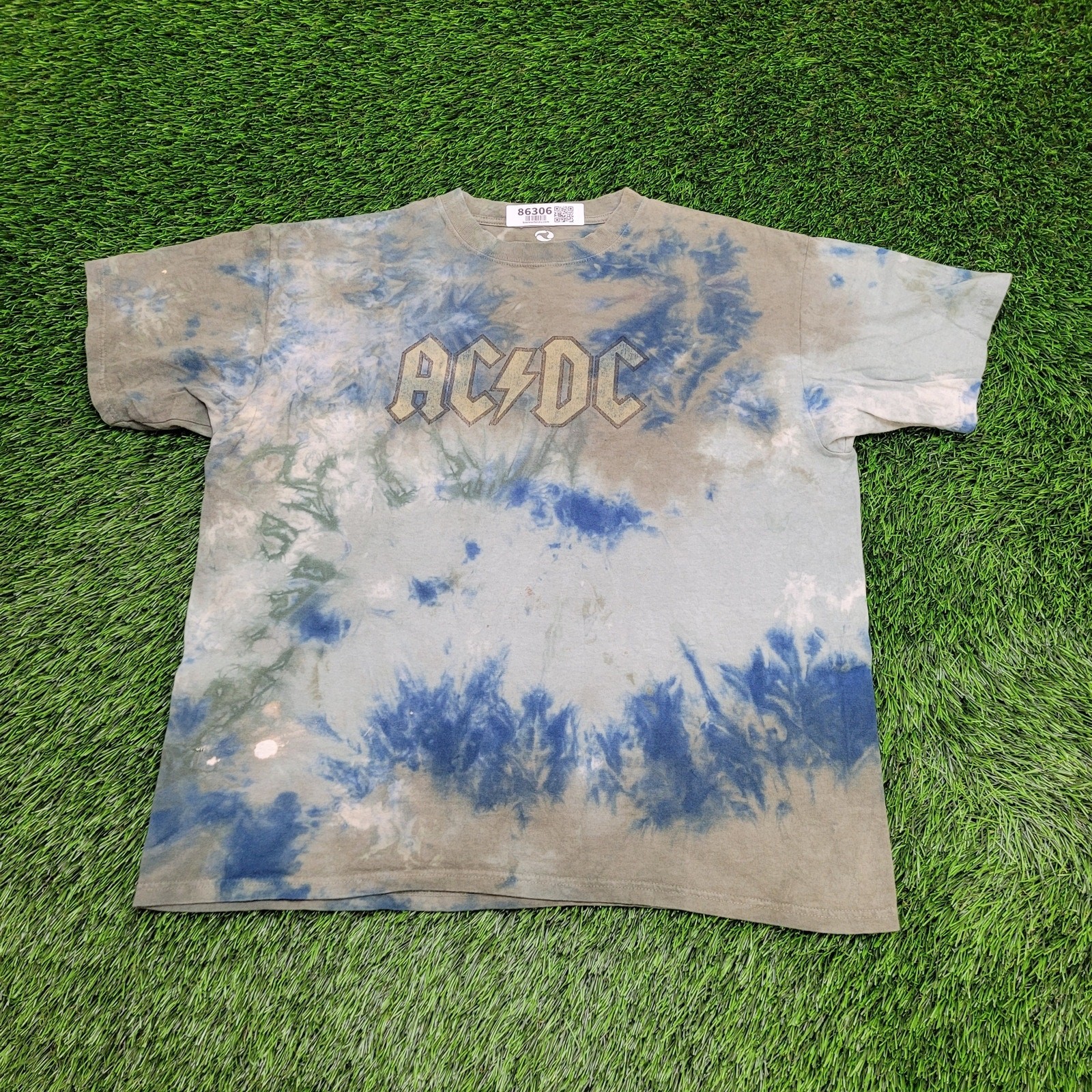 ACDC Band Tie-Dye Shirt Large 23×25 Liquid-Blue