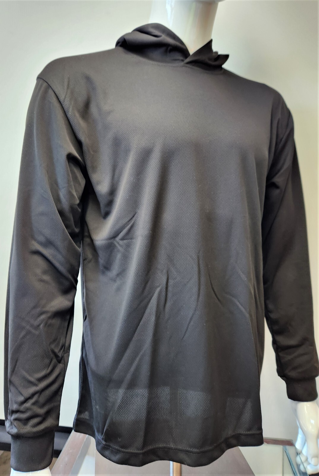 Black Long Sleeve Safety Shirt With Hoodie, Quick Dry Polyester Birdeye mesh gallery