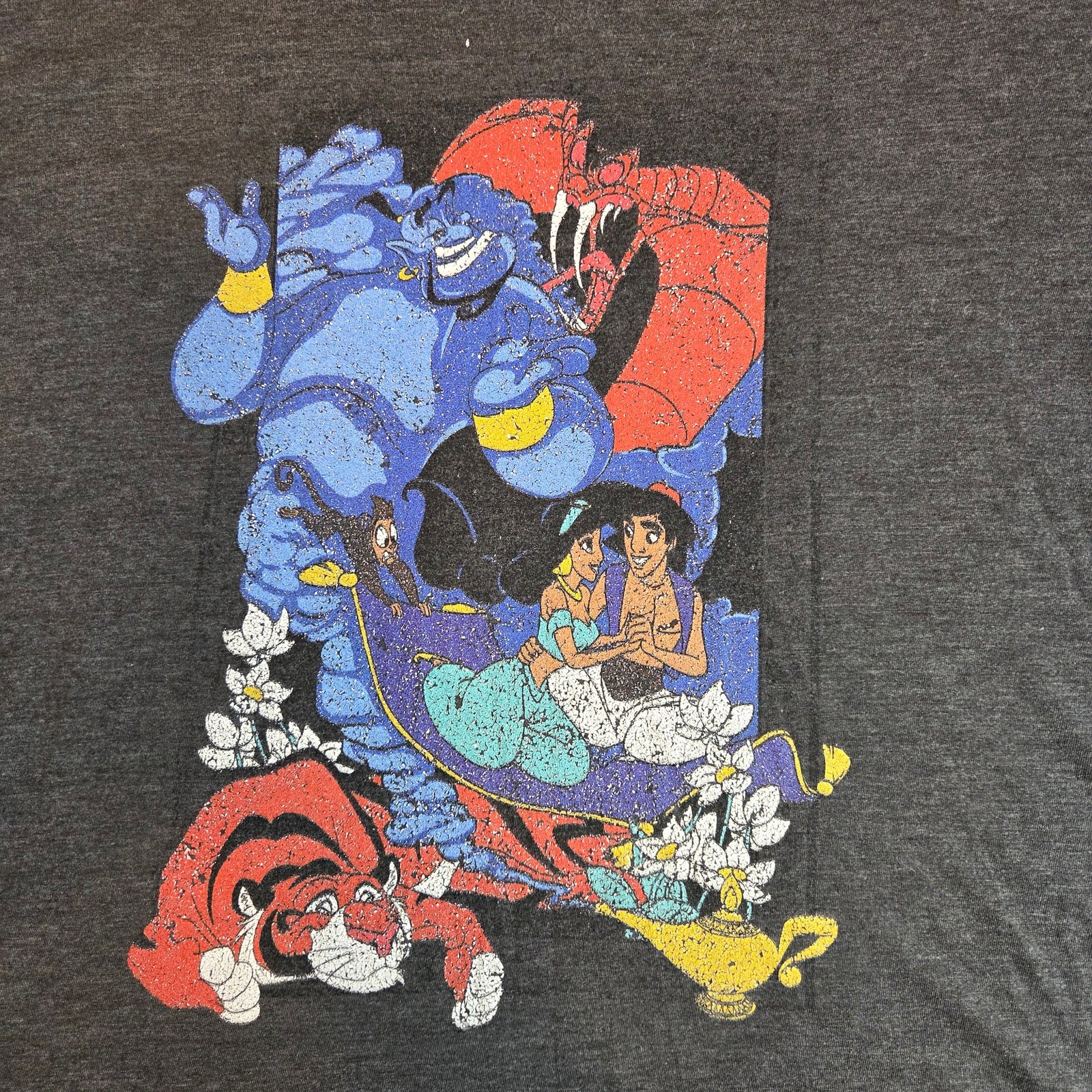 Disney Aladdin Genie Jasmine Abu Graphic Tee Shirt XL Tultex Gray gallery