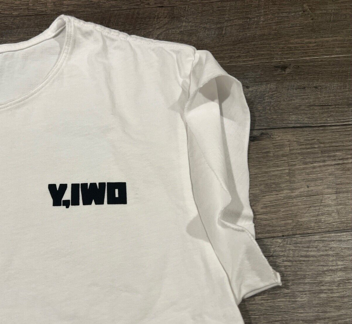 Y,IWO (Yeah, I Work Out) Gym Muscle T Shirt Mens Size 2 White Raw Edge - NWOT gallery