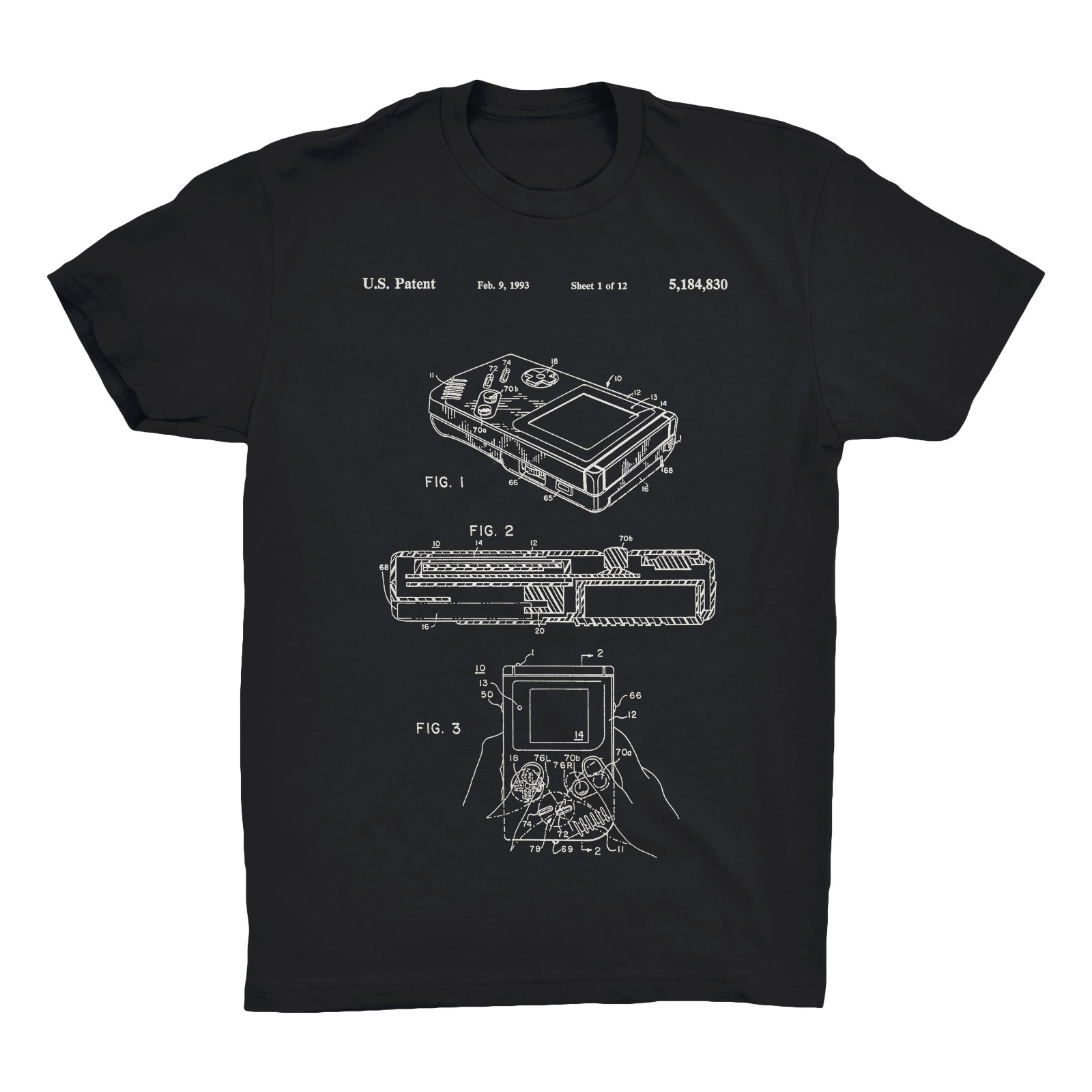 Atari Gameboy Patent T-Shirt.100% Cotton Comfy Tee on Black White or Gray. NEW gallery