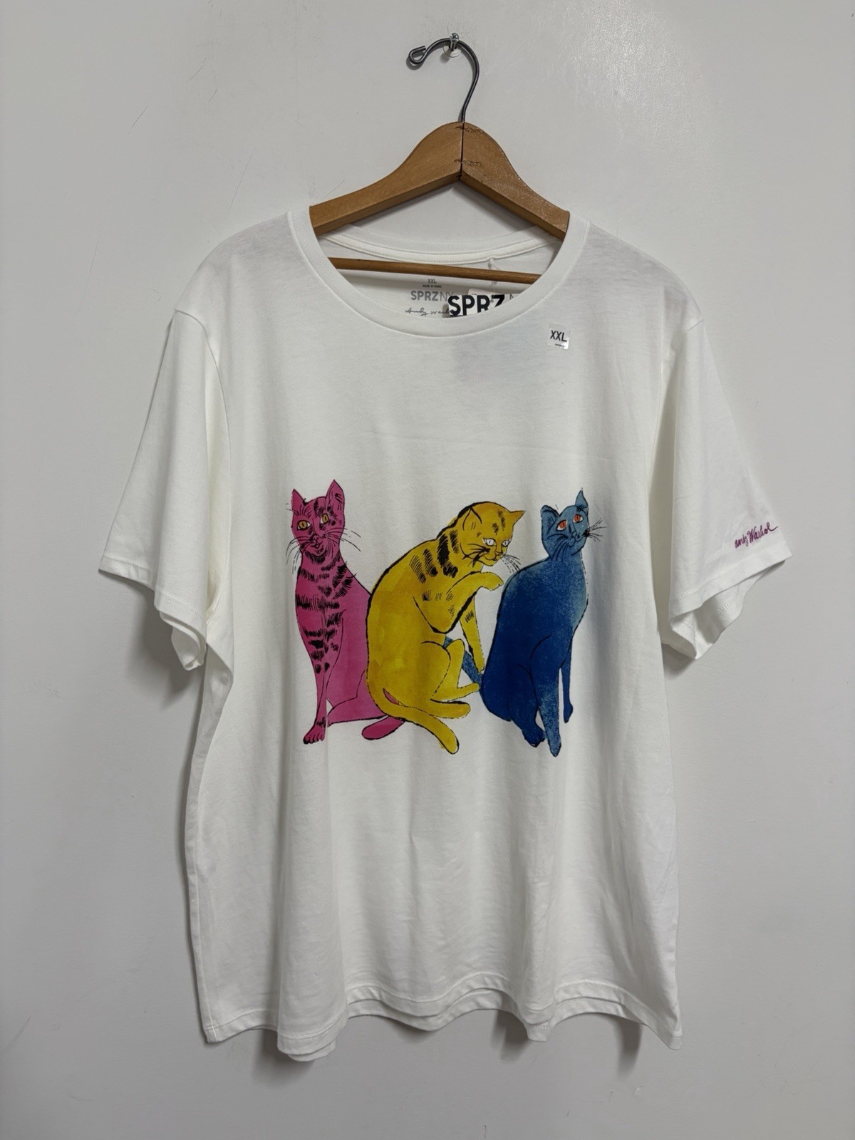 NWT Uniqlo SPRZ NY Andy Warhol White T Shirt Cats Artsy Unisex XXL 2XL Rare gallery