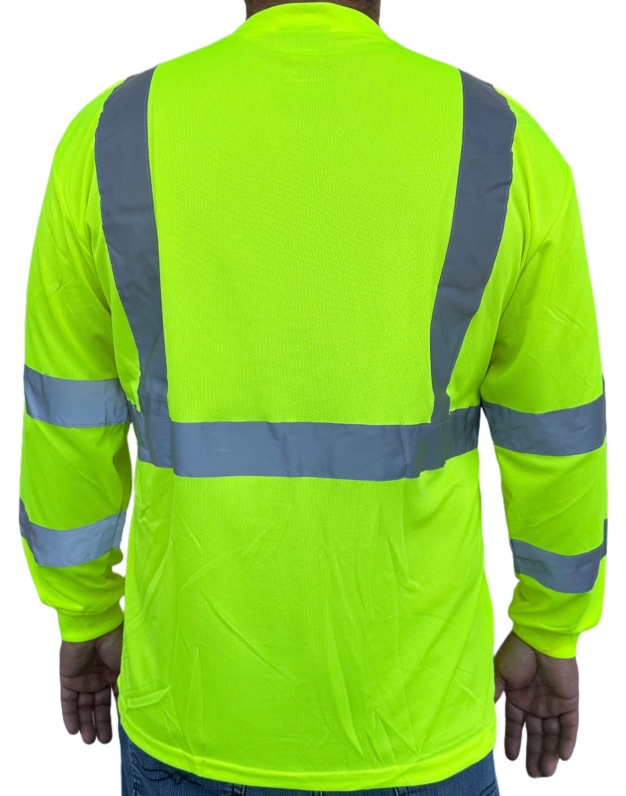 Yellow High Visibility Long Sleeve Safety Shirt Reflective Stripes /Choose Size gallery