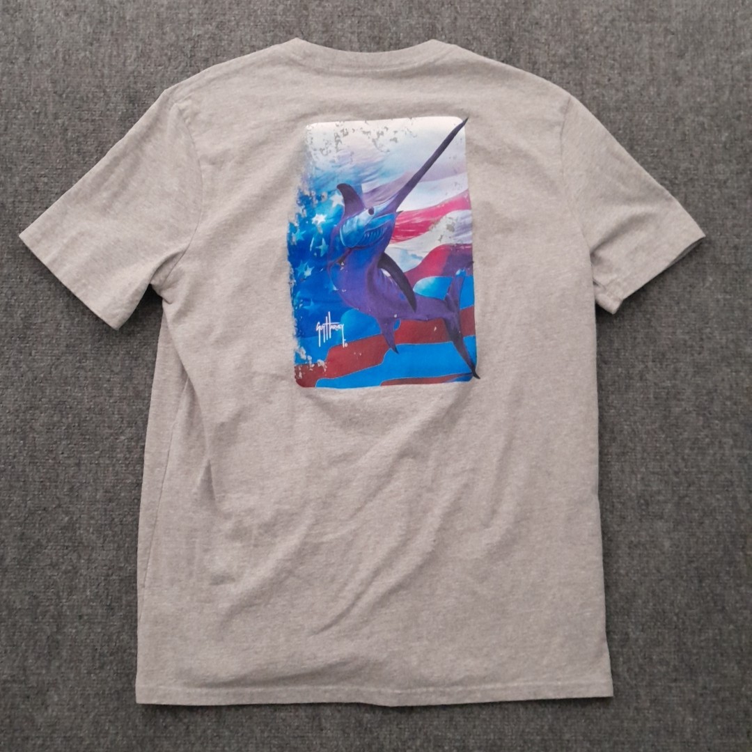 Guy Harvey T Shirt Mens Large Gray Marlin Flag Graphic Fishing Outdoors Beach gallery