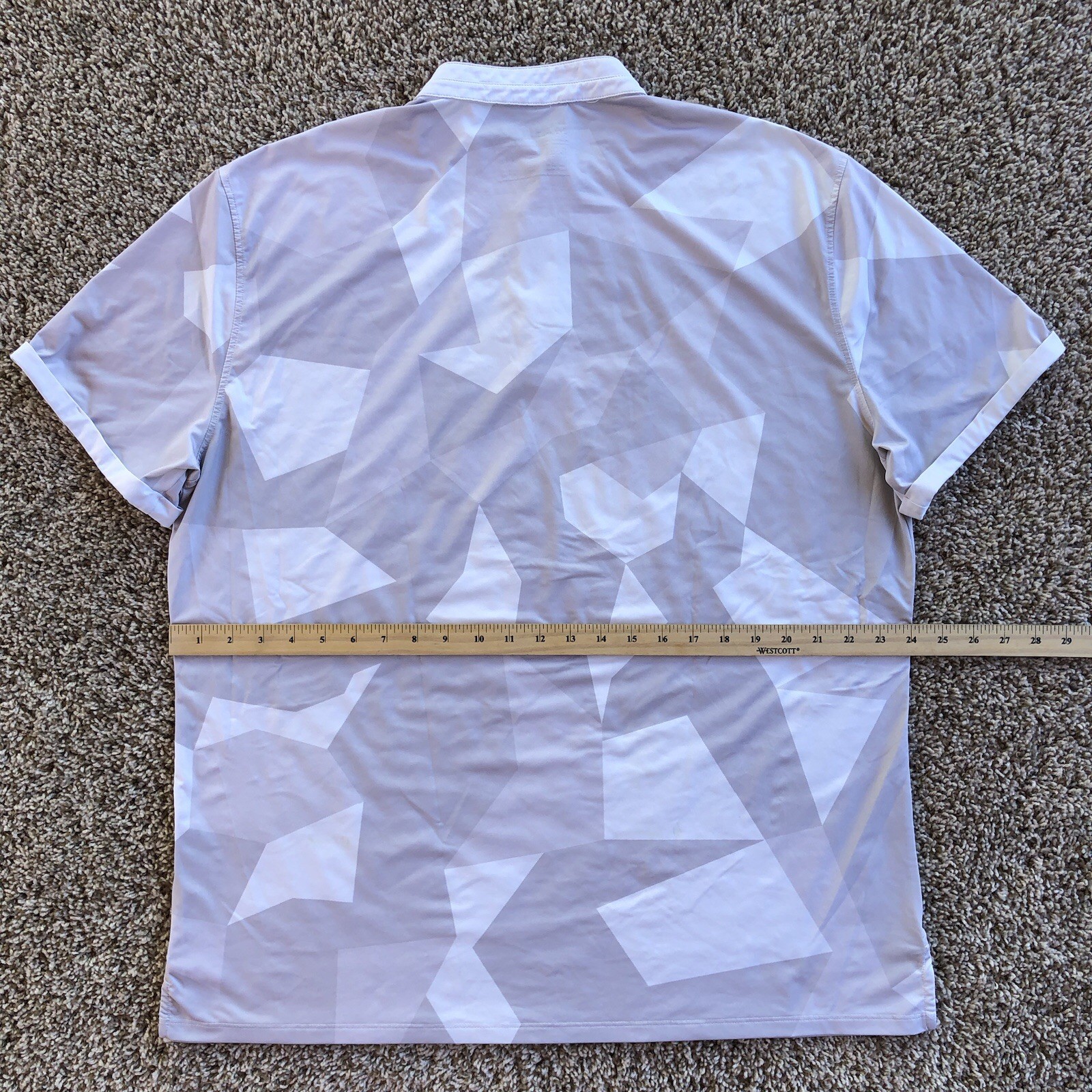 Mantra Performance Polo Shirt Mens 2XL Gray Geometric Stretch Band Collar Golf gallery