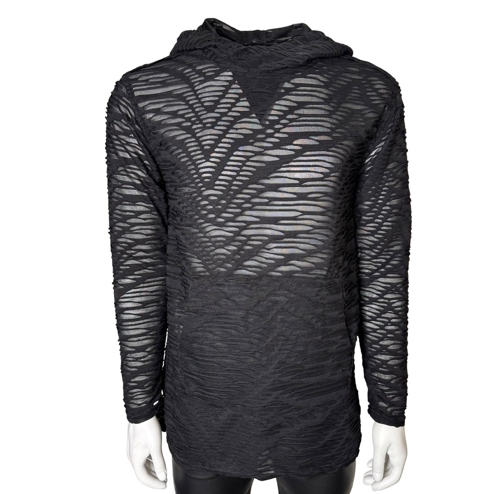 SHRINE GOTHIC DECAYED SHREDDED MATRIX BLACK BURNING MAN RAVE TECHNO SHIRT HOODIE