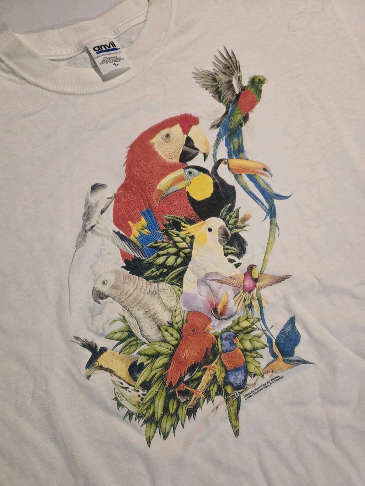 Vtg Birds Of The Tropics Shirt L Nature Art Grunge Y2k Parrot gallery