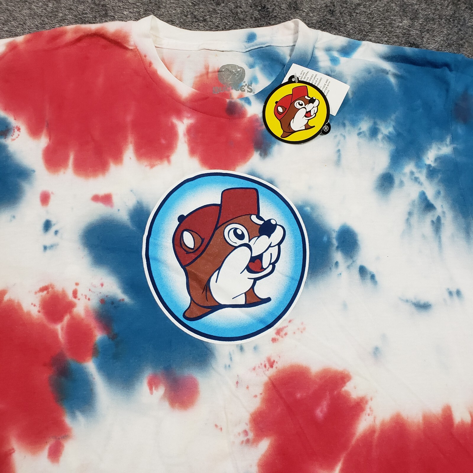 Bucees T-Shirt Large Tie Dye 4th of July Let's Get Poppin Red White Blue USA gallery