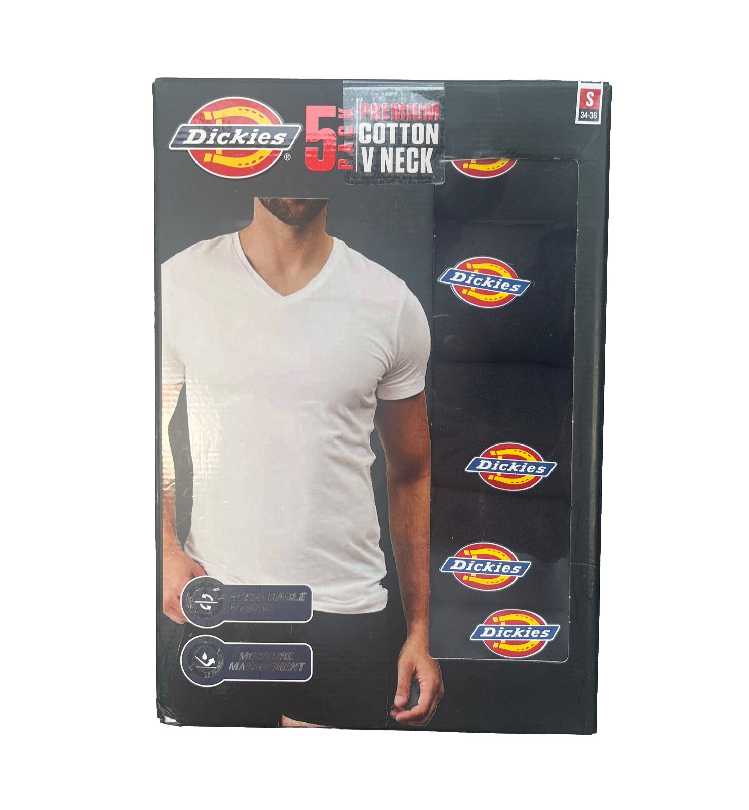 Dickies Men's Premium Cotton V-Neck T-Shirts Black Size S (34-36) gallery