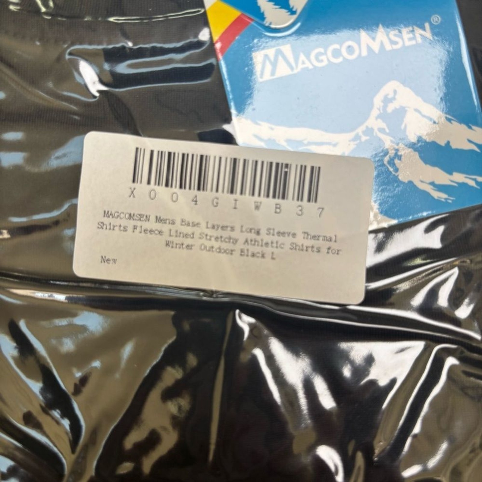 MAGCOMSEN Men’s L Black Thermal Shirt Fleece Lined Long Sleeve Athletic Base NWT gallery