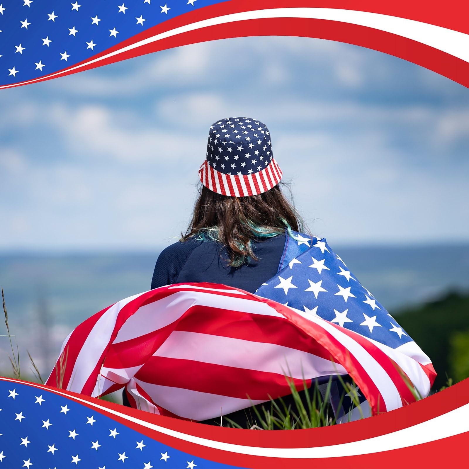 8 Pcs American Flag Bucket Hat 250th Anniversary USA Patriotic Fisherman 4th ... gallery