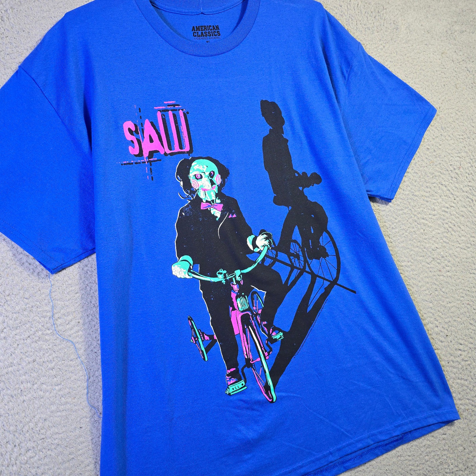 Saw Shirt Mens Extra Large XL Blue Horror Movie Horror Billy Puppet Casual NWT gallery
