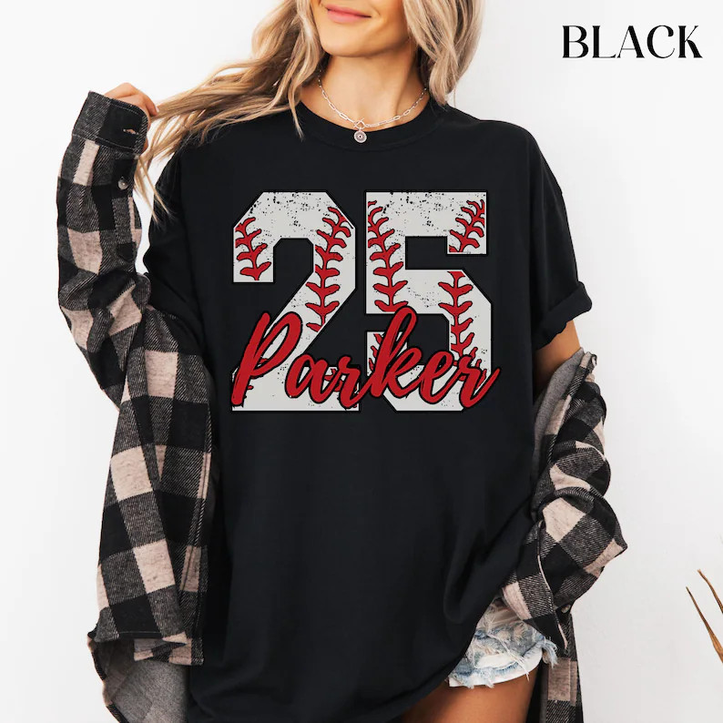 Custom Baseball Name Number Comfort Tee Personalized Gift gallery