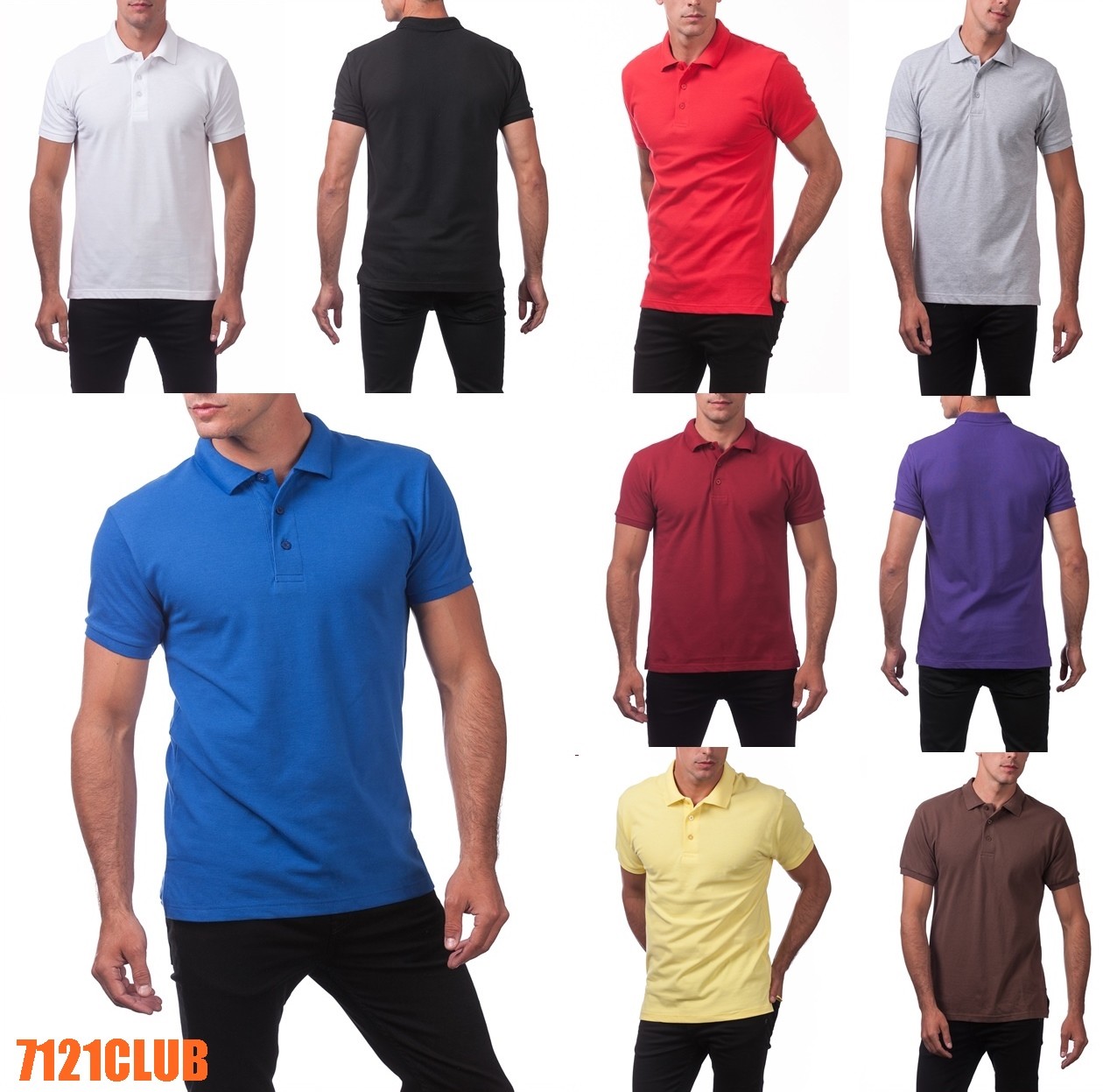 PRO CLUB MEN'S GOLF WEAR POLO TEE SHIRTS COLOR SHIRT PROCLUB BIG AND TALL S-10XL gallery