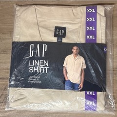 Gap Linen Blend Camp Collar Short Sleeve Shirt Men’s XXL Relaxed Fit