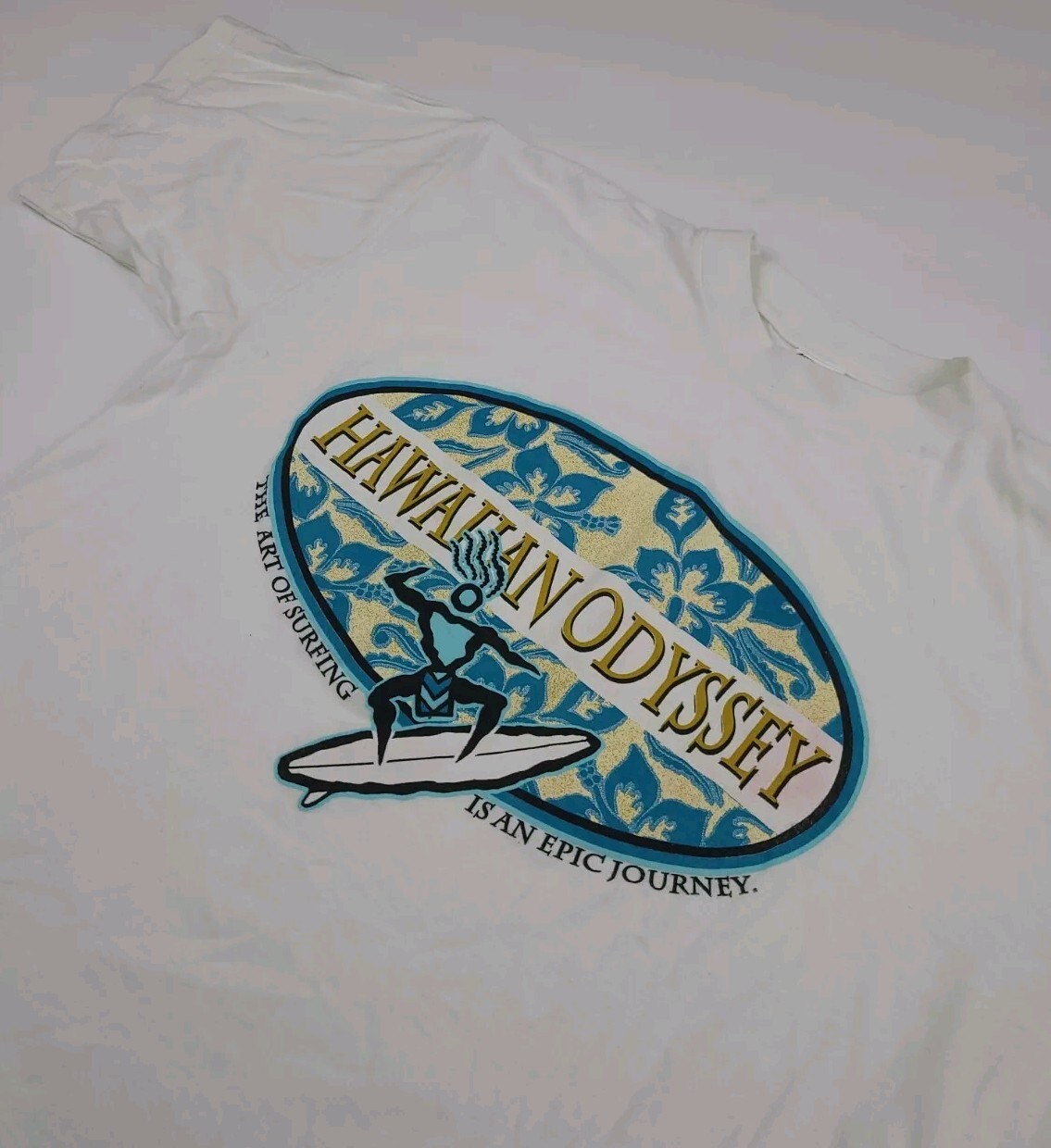 Vintage 90s Hawaiian Odyssey Surfing Print T Shirt Vtg Surf Sport Beach USA XL gallery