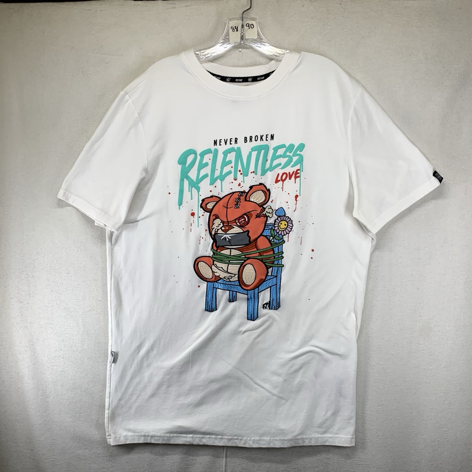 RS1NE Graphic Tee XL Designer Money Band Retro 90s Hip Hop Big Bear Patch y2k
