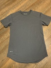 BYLT Drop Cut Short Sleeve Tee Shirt Mens Stretch Cotton Poly Spandex Gray