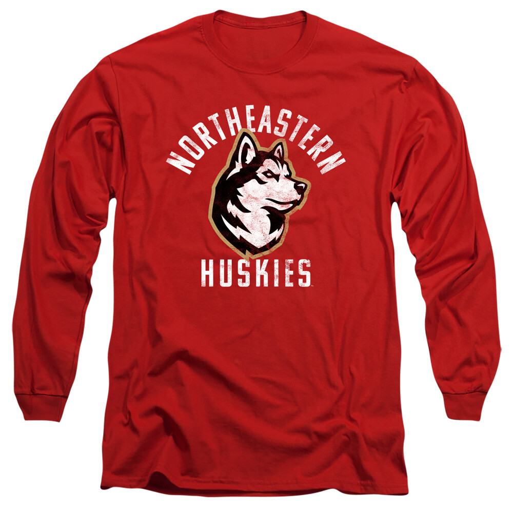 Northeastern University Adult Long Sleeve T-Shirt Huskies Logo, Red, S-3XL gallery