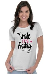 Smile Its Friday Funny Weekend TGIF Gift Womens Short Sleeve Ladies T Shirt