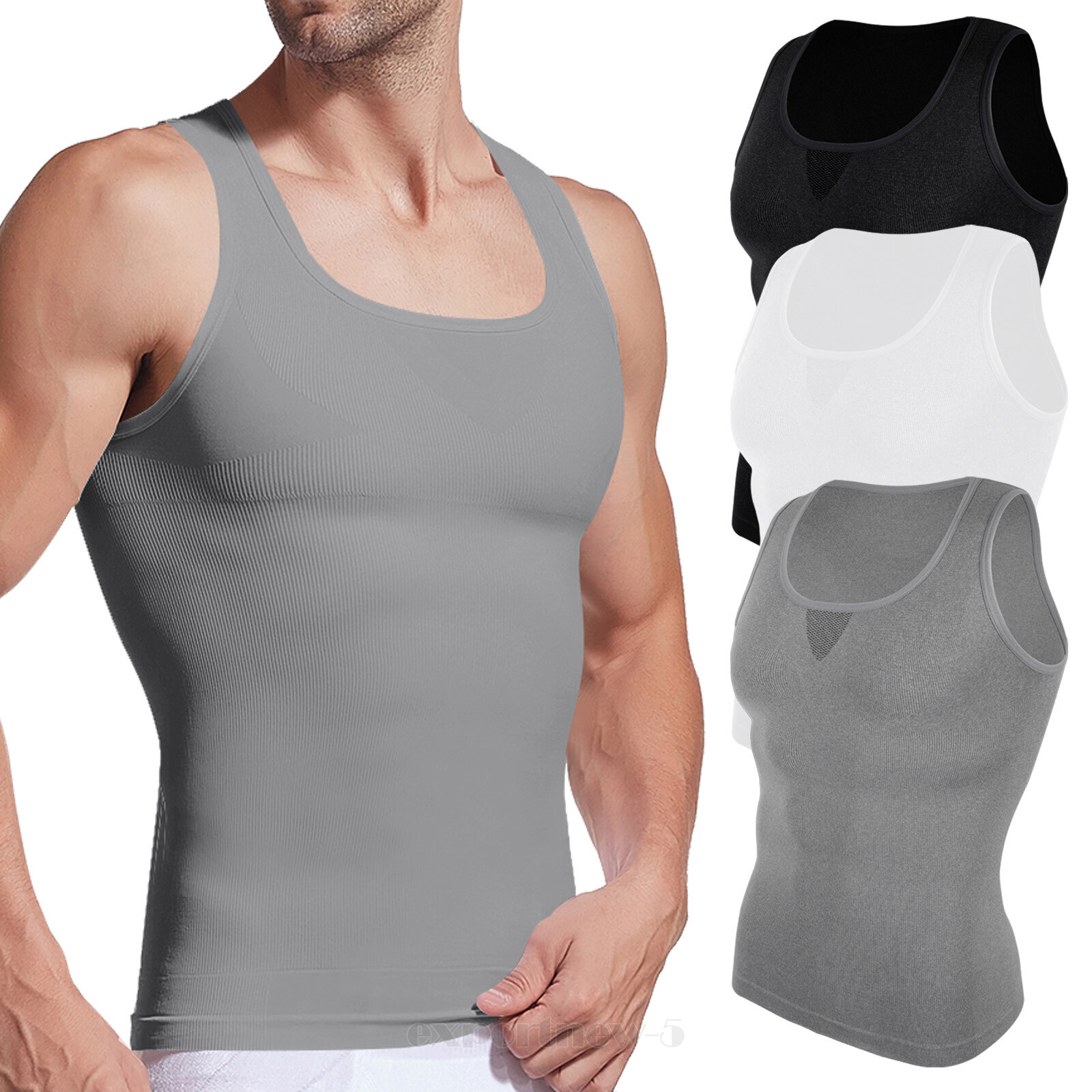 Male Gynecomastia Compress Tank Top Mens Slimming Body Shaper Vest Abs Shirt US gallery