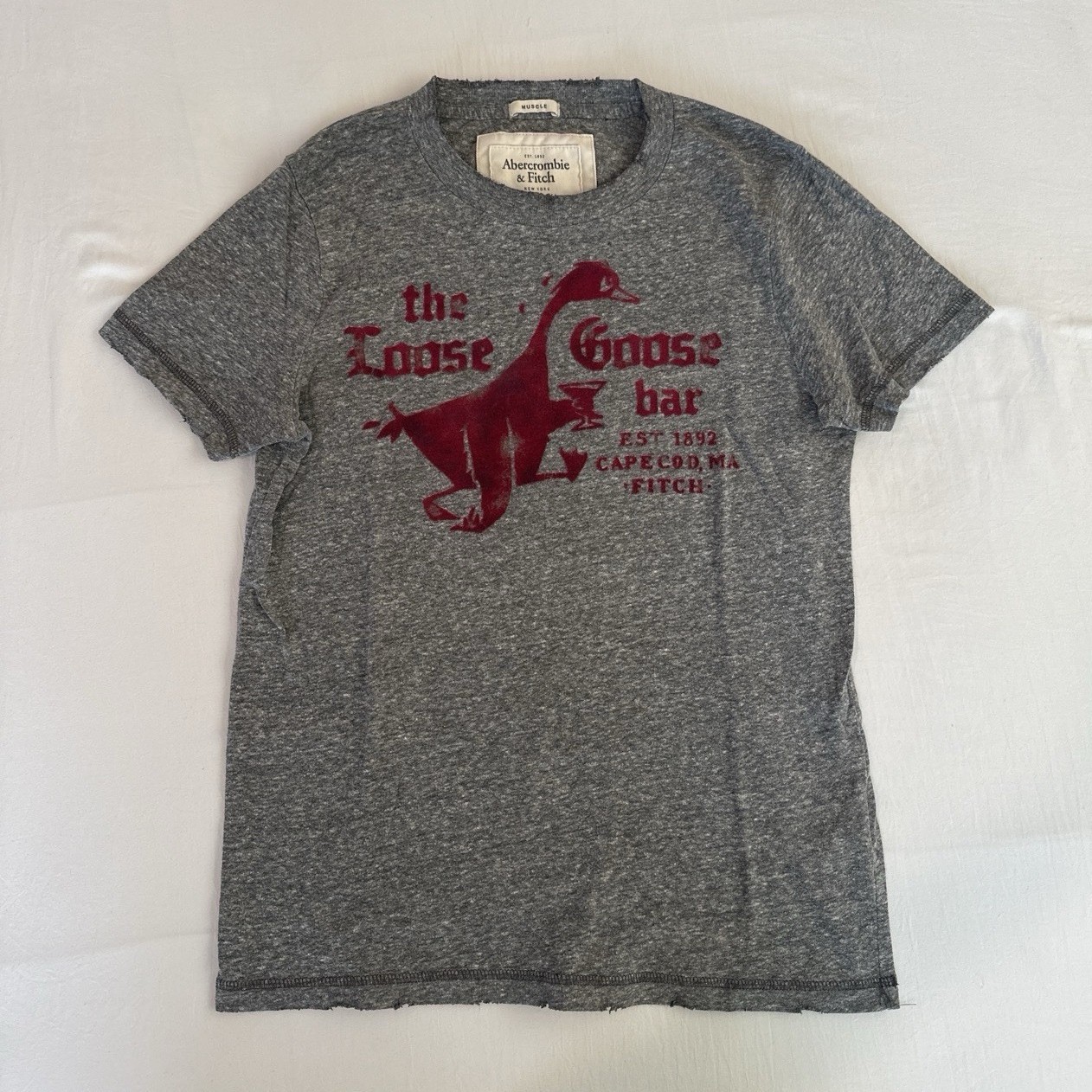 Abercrombie & Fitch Men’s Gray Crew Neck Short Sleeve Graphic Knit Tee S