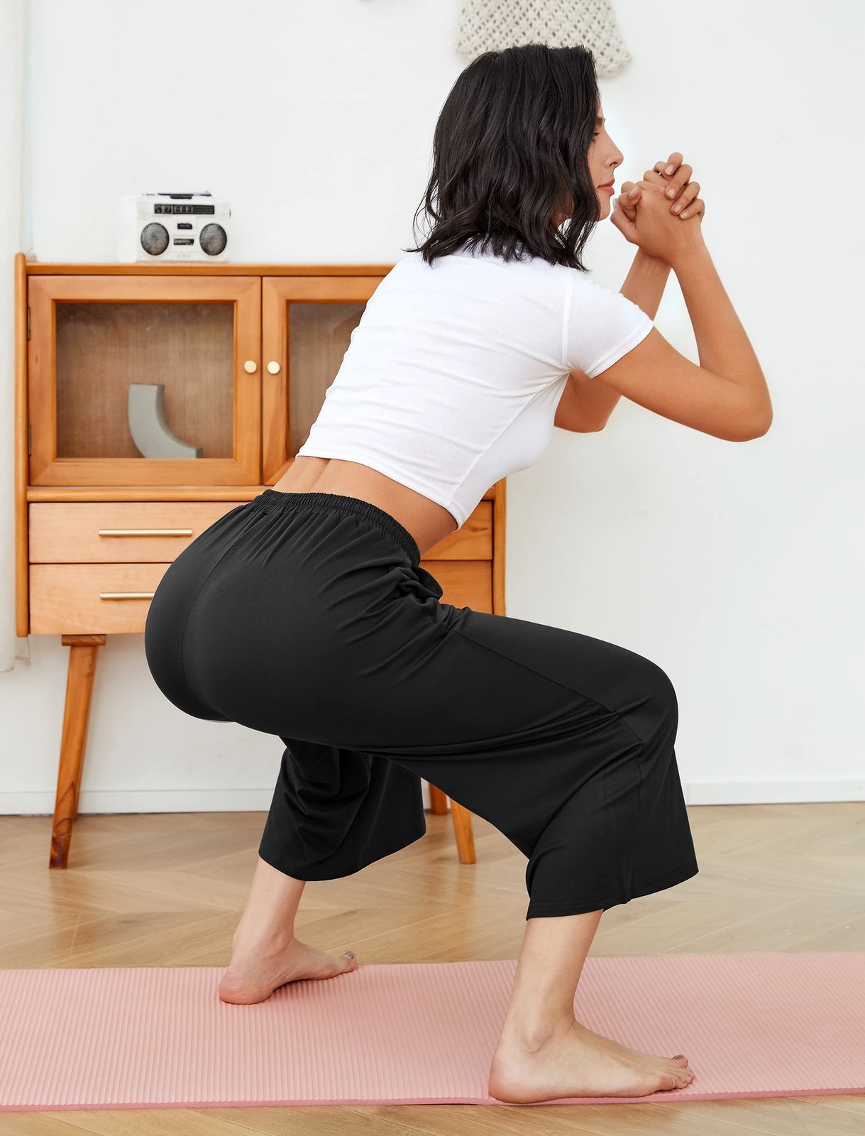 Workout Shorts Wide Leg Pants for Summer Capris,Sports Lounge Pants with Pock... gallery