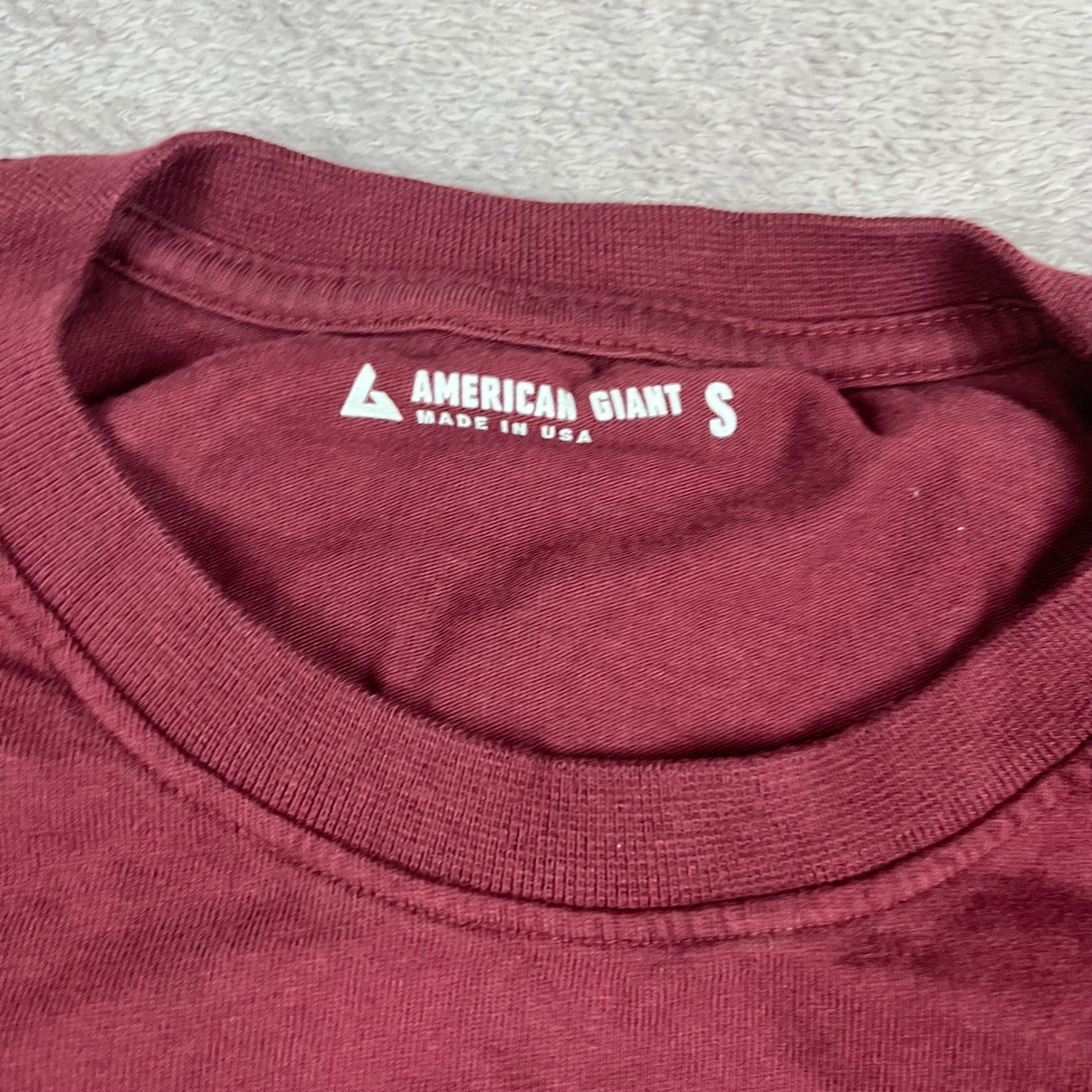 American Giant Mens Long Sleeve Pocket T-Shirt Burgundy Maroon Cotton Size S USA gallery