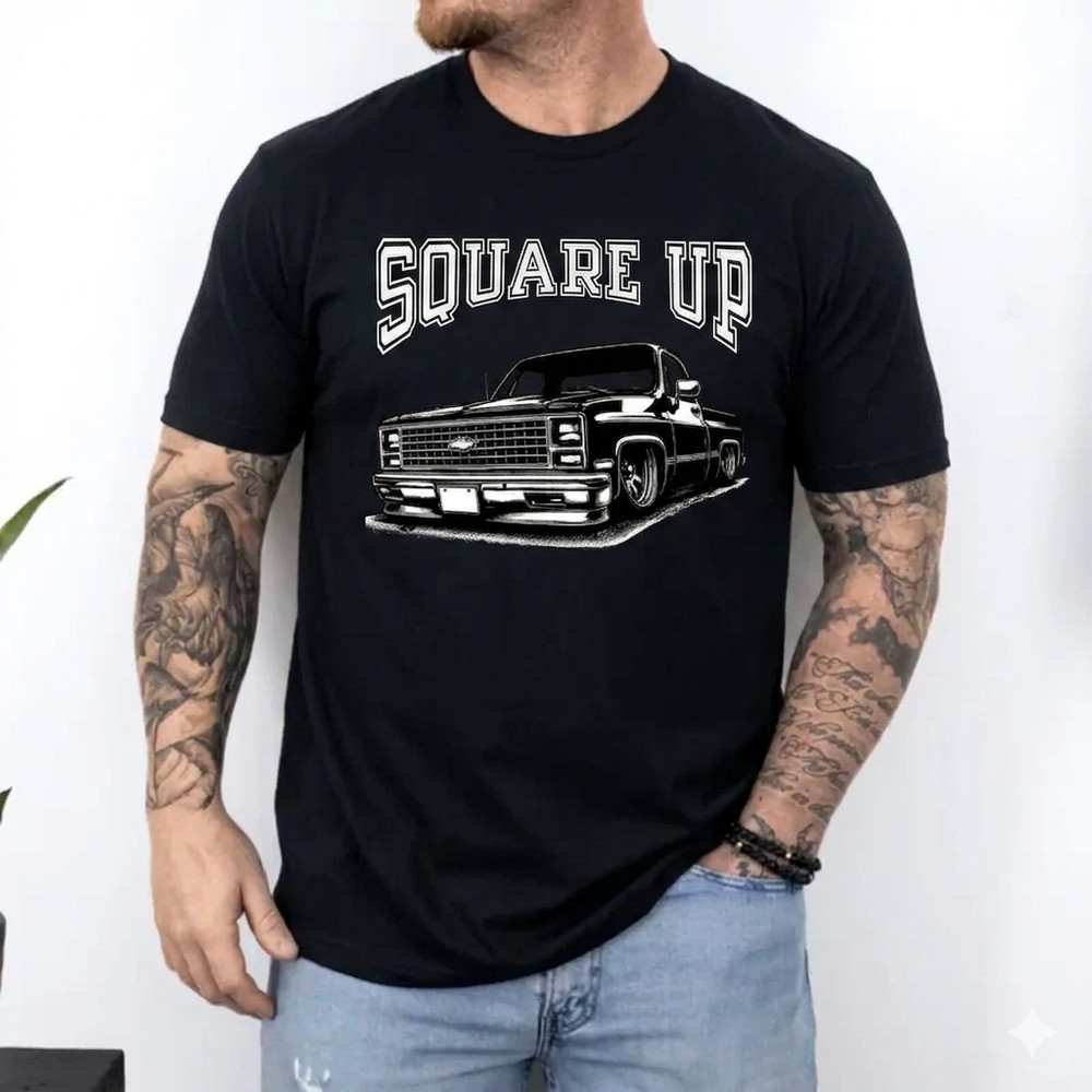 Chevy Squarebody Lowered Truck Graphic T-Shirt Men Vintage Streetwear Tee