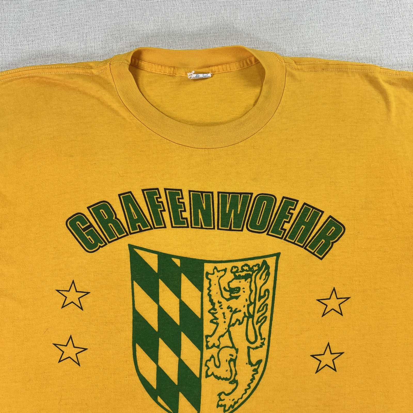 Vintage 80s Grafenwoehr Germany Shirt Mens XL Yellow Graphic Souvenir Tee gallery