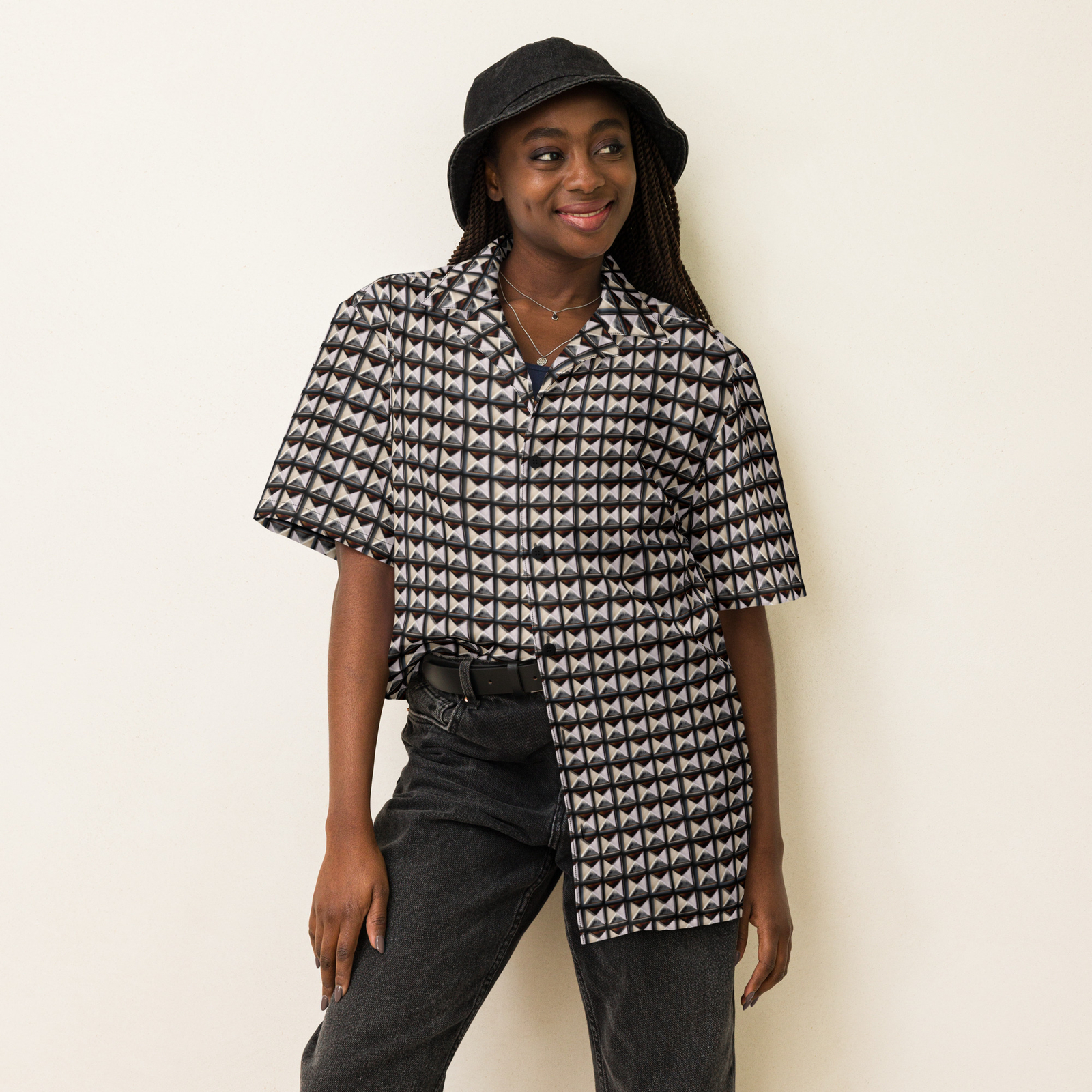 Studded Look - Black Lightweight Casual Button Up Dress Shirt gallery