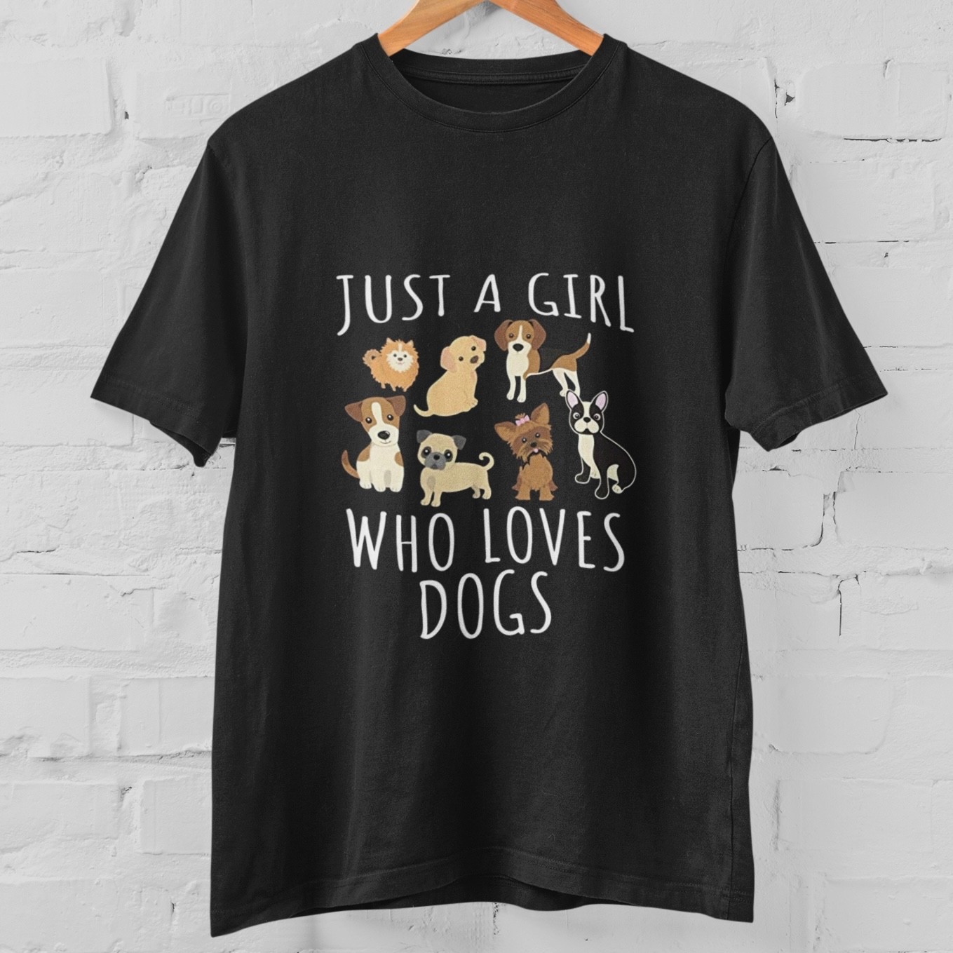 Just A Girl Who Loves Dogs T Shirt Funny Dog Lover Cute Puppy Tee Women gallery