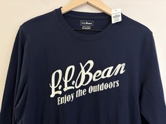 Men’s LL.Bean Long-Sleeve Graphic Tee in deep navy blue size Medium Short NWT
