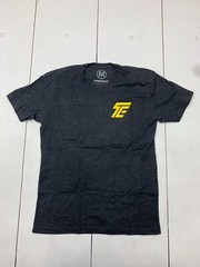 Tunerevo Mens Dark Grey Yellow Back Graphic Print Short Sleeve Shirt Size Medium