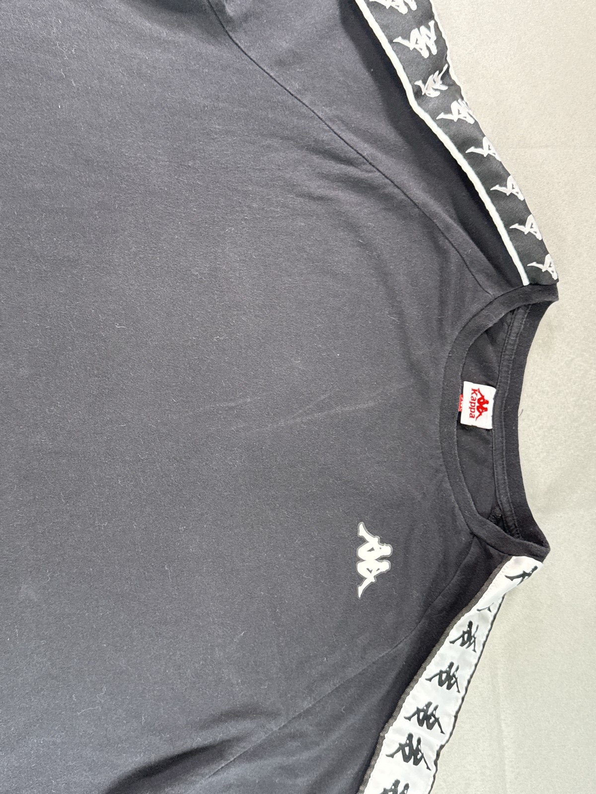 Kappa 222 Banda Tee Mens XL Black White Logo Tape Crewneck Short Sleeve Athletic gallery