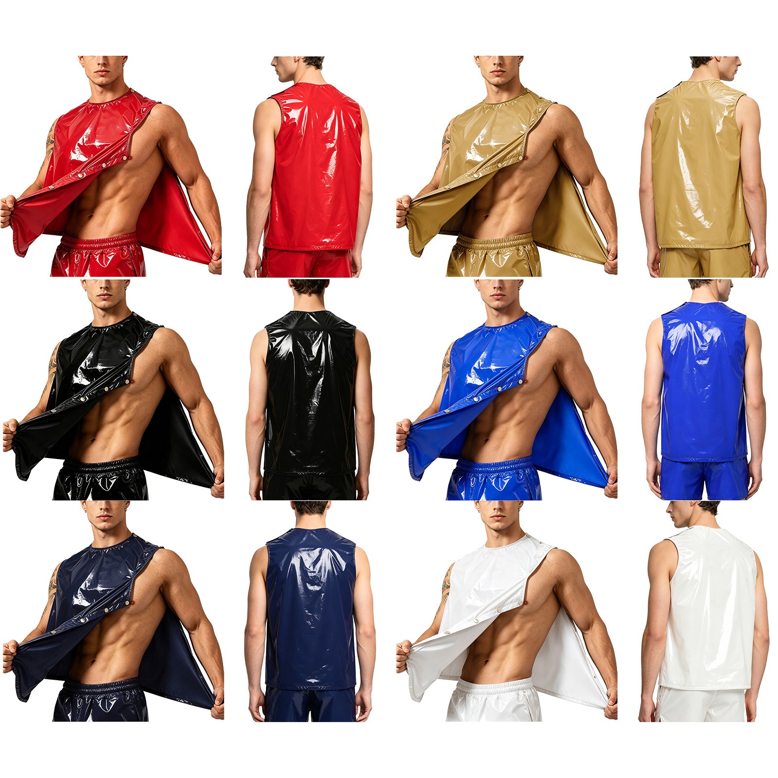 Recovery Shirt Men O Neck Tear Away Vest Sleeveless Muscle Top T-shirt Gym Shirt gallery