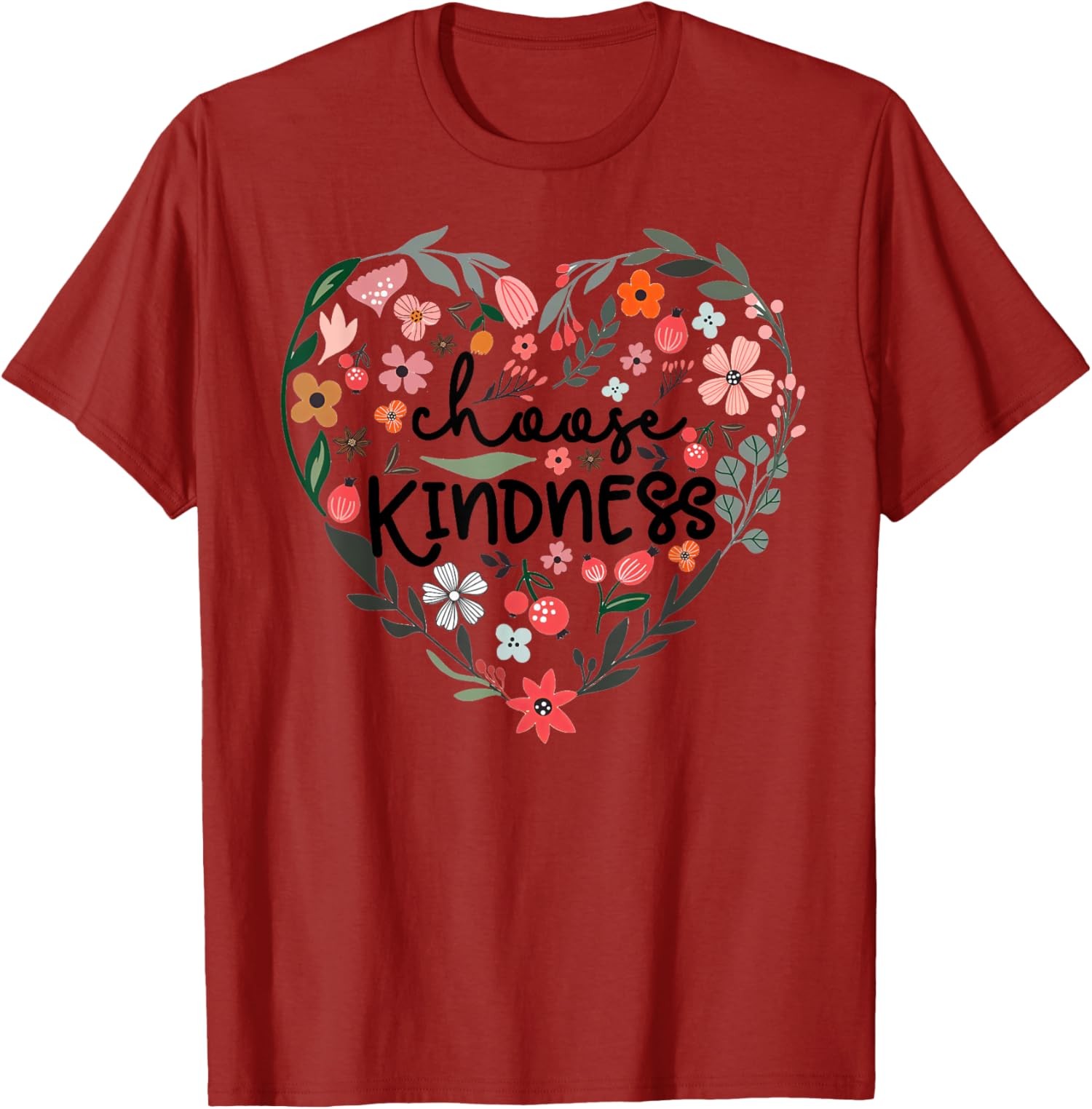 Choose Kindness Floral Heart Be Kind Inspirational Unisex T-Shirt gallery