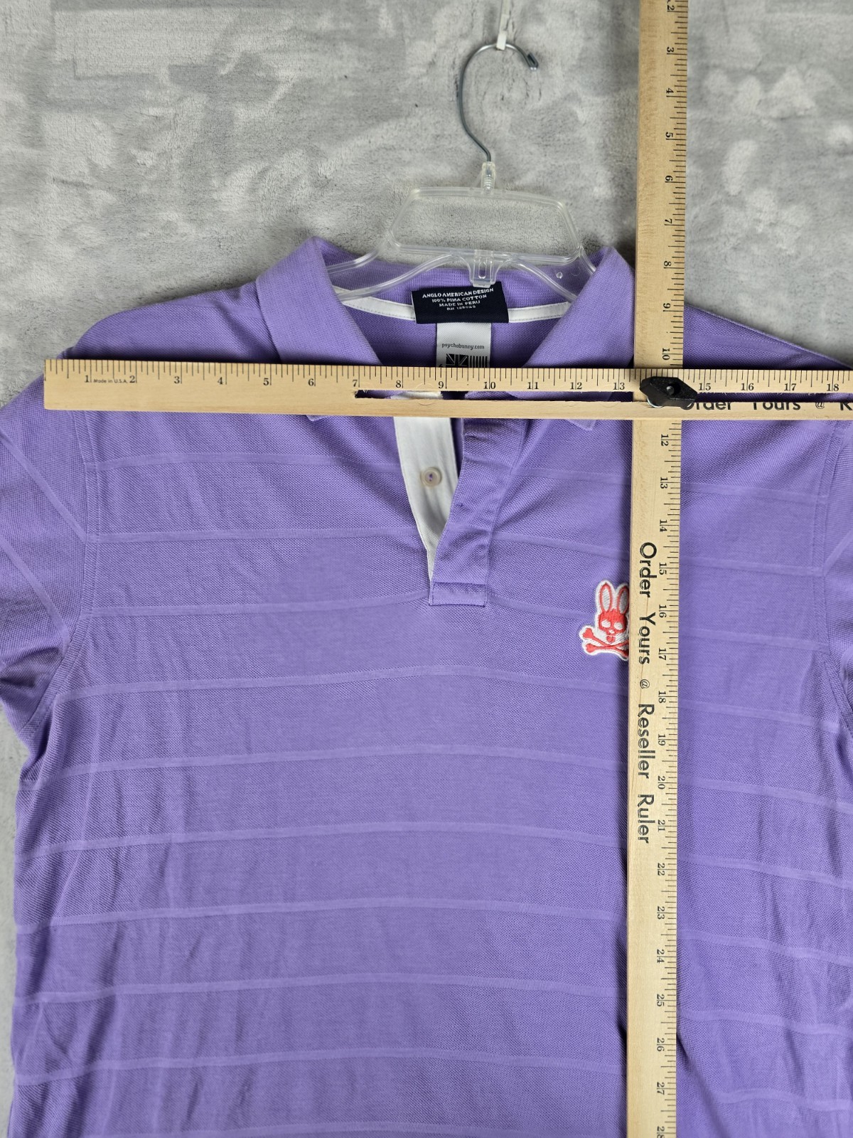 Psycho Bunny Shirt Mens 6 L Original Brand Purple Polo Orange and White Logo gallery