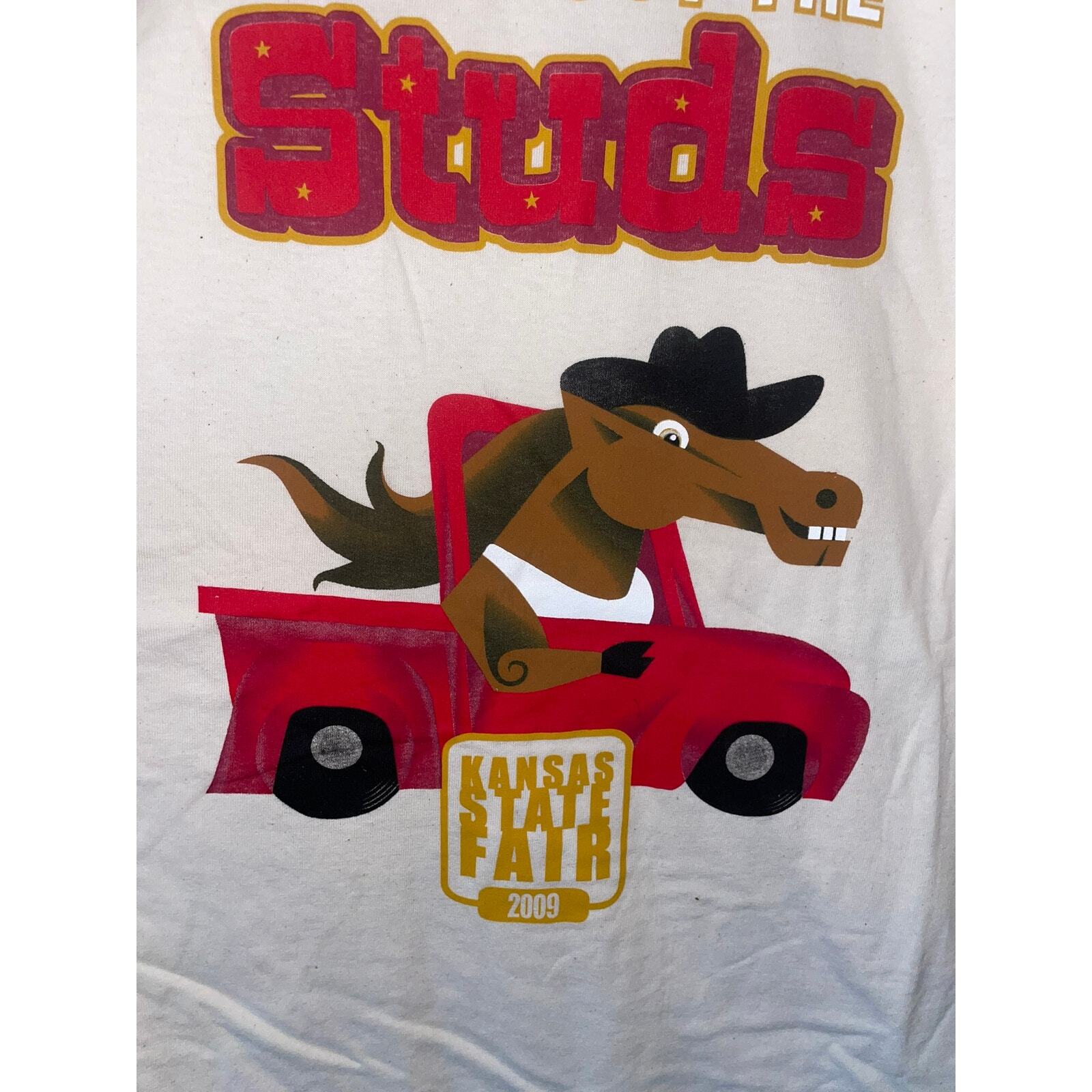 2009 Kansas State Fair Check out The Studs Horse Shirt Graphic 2000s L Large gallery