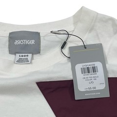 Asics Tiger Size L White Red, Burgundy Colorblock Tee (Retail $55)