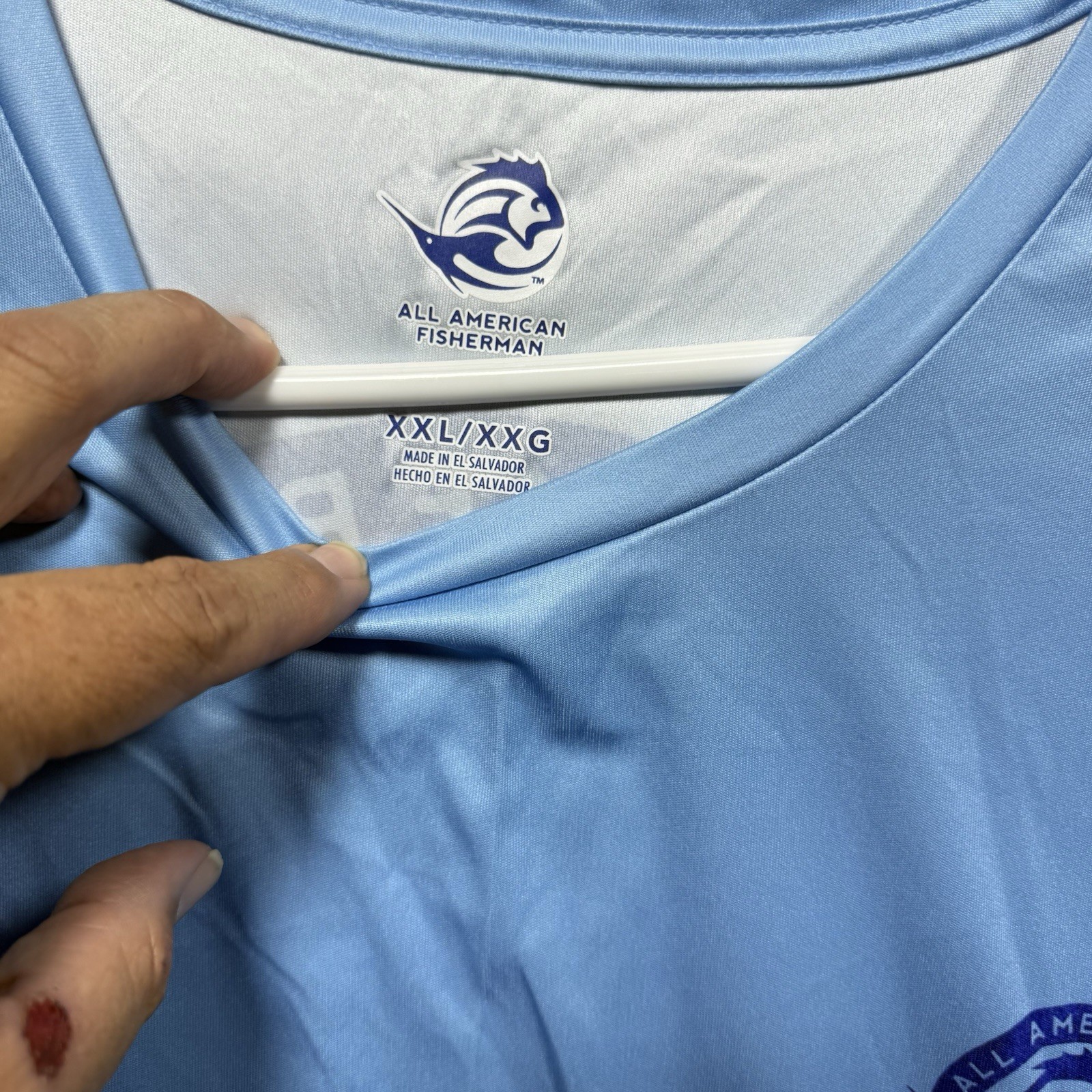 ALL AMERICAN FISHERMAN Performance Fishing Sun Shirt Wicking Blue Mens 2XL gallery