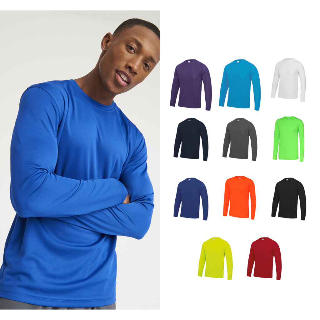 AWDis Just Cool Long Sleeve T-Shirt -Men Polyester Gym/Summer/Sports/Running Tee gallery